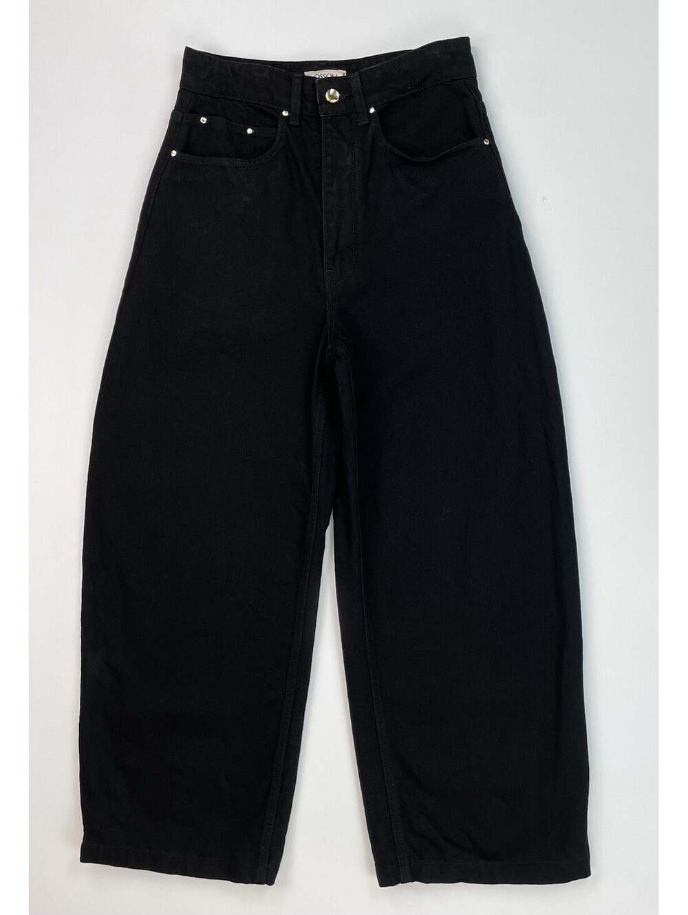Ossou Slick Wide Leg Black Jeans High Rise Japan Minimalist Luxury Denim 25